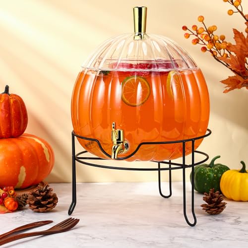1.3 Gallon Pumpkin Shaped Plastic Drink Dispenser with Spigot B134