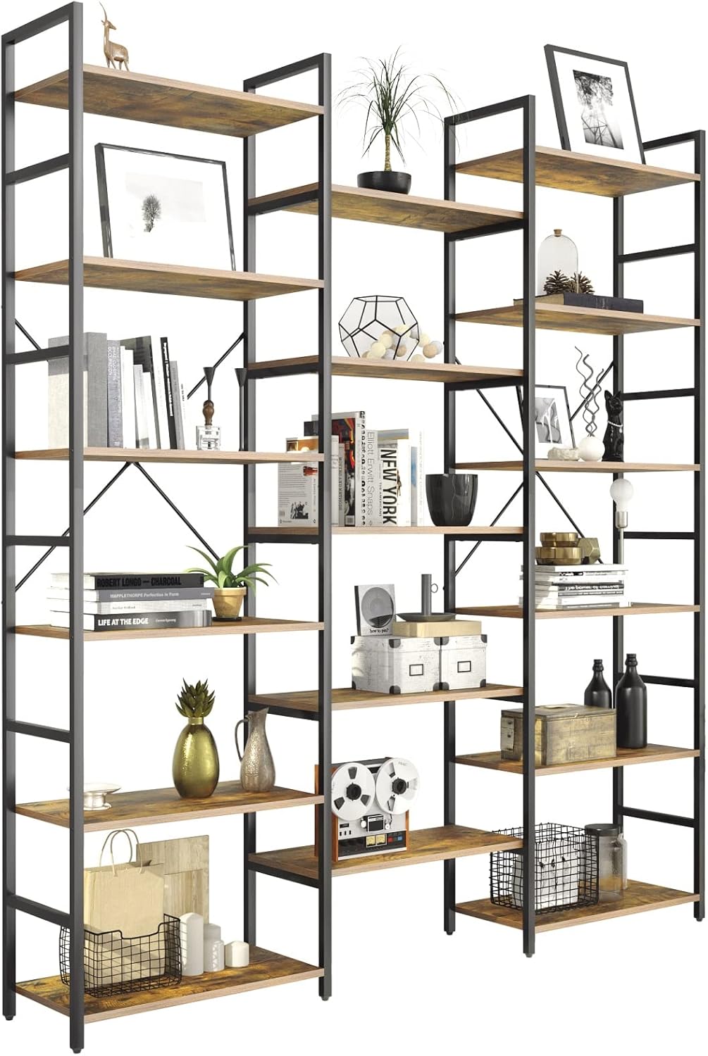 Rustic Brown 6-Shelf Bookcase R4427