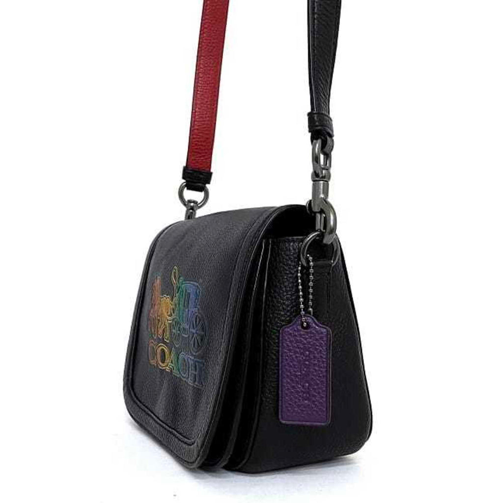Black Leather Shoulder Bag H915