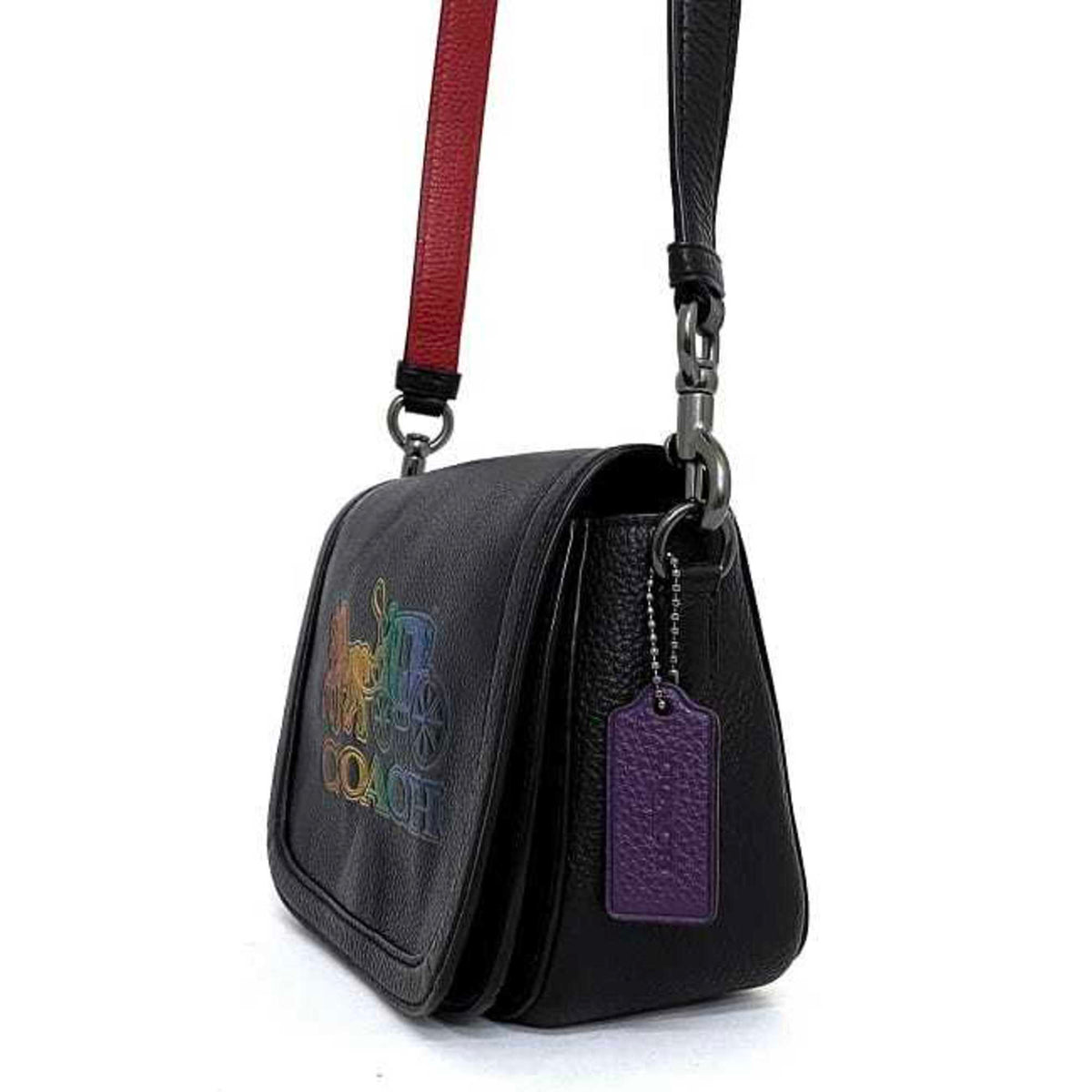 Black Leather Shoulder Bag H915