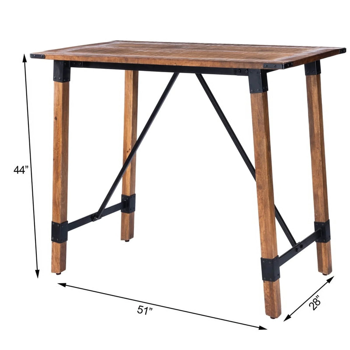 Industrial Wood and Metal Pub Table in Beige D80589