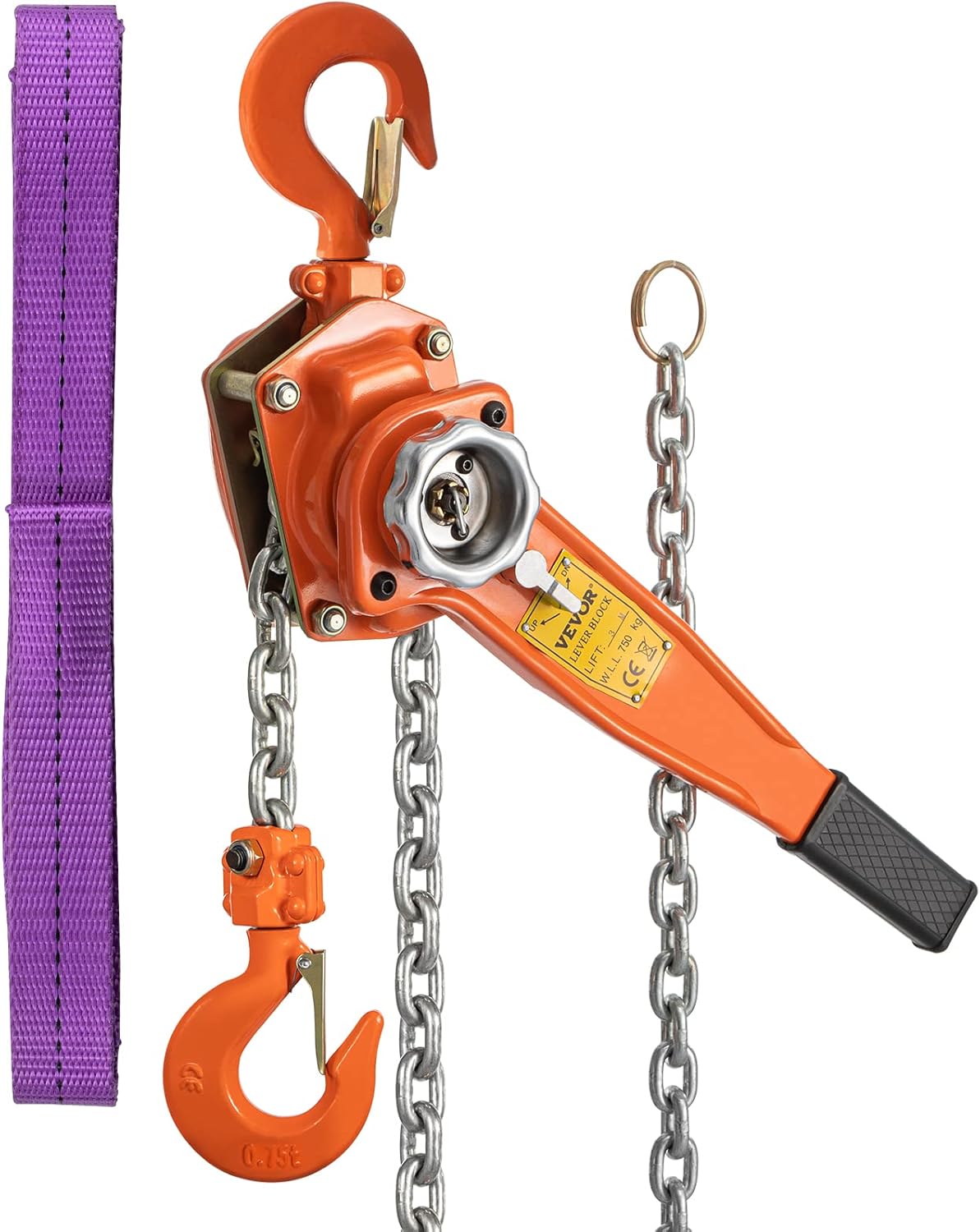0.75Ton 1650lbs Capacity Ratchet Puller with 10FT Lifting Height, Heavy Duty Steel Hooks, Pack of 2 R5638