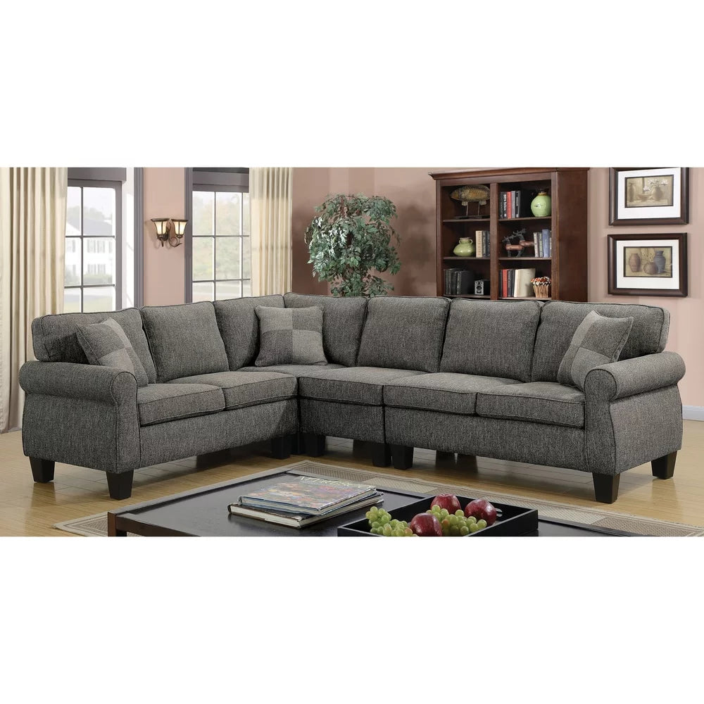 Dark Grey L-Shaped Sectional Sofa D81932