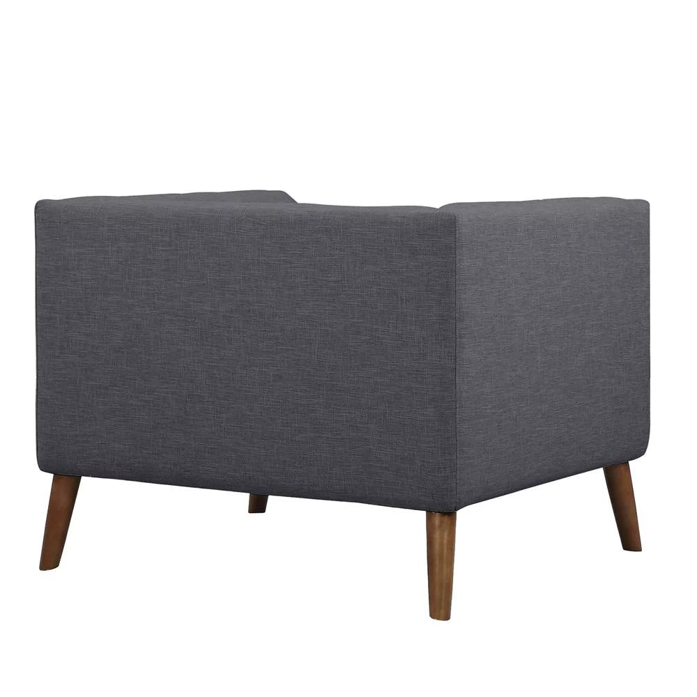Gray Button-Tufted Linen Fabric Sofa Chair T60730