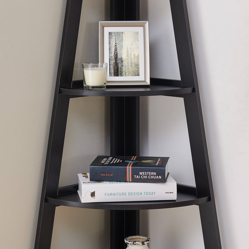 Black 5-Tier Corner Ladder Display Shelves Z190625