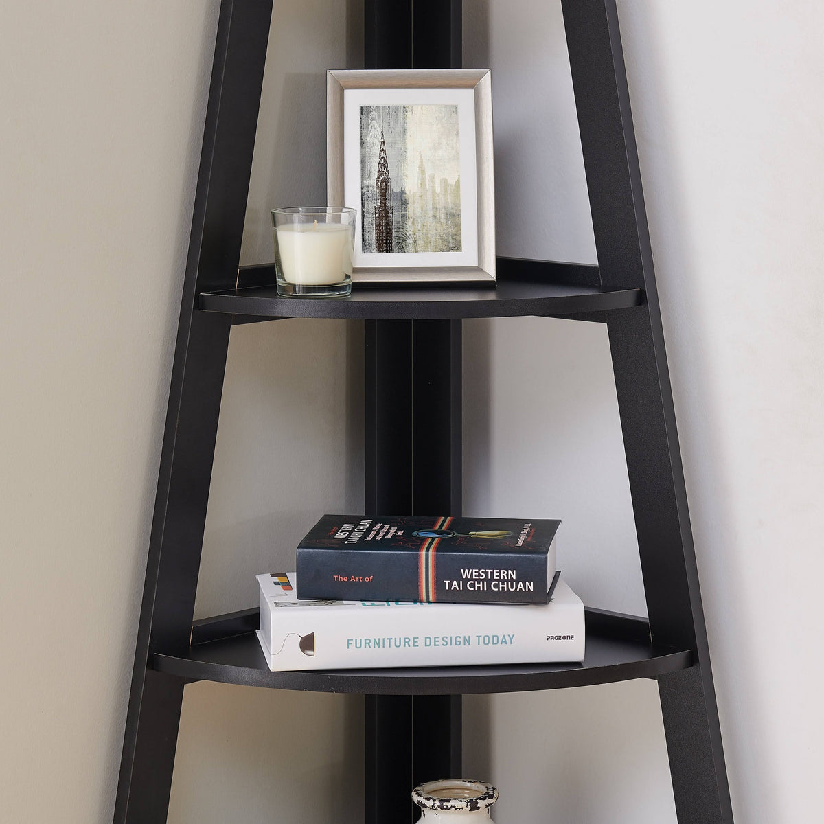 Black 5-Tier Corner Ladder Display Shelves Z190625