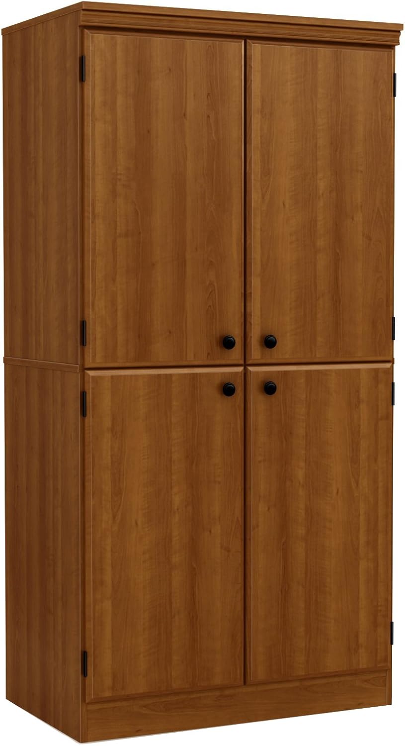 Tall 4-Door Storage Cabinet with Adjustable Shelves, Pure Black V716