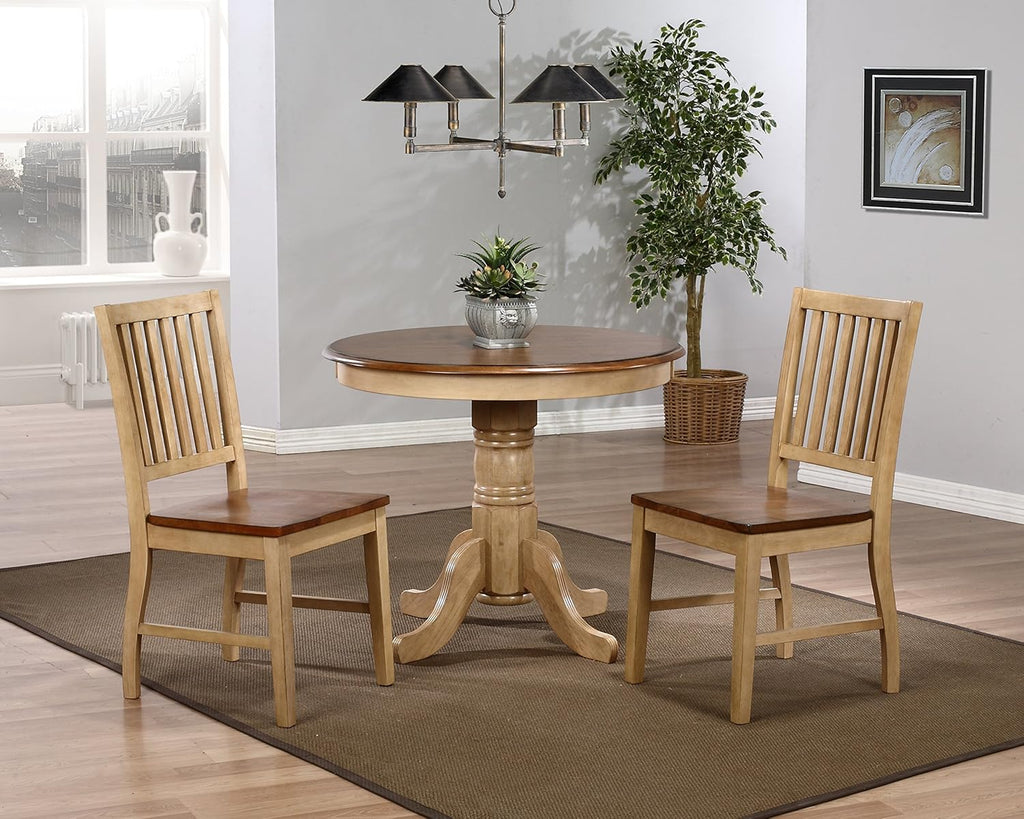 Distressed Two Tone Round Pedestal Dining Table R27873