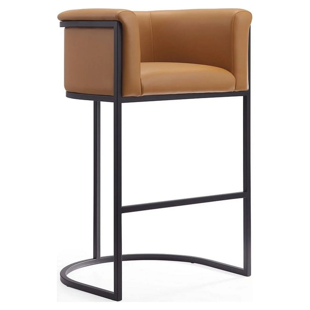 Camel and Black Metal Barstool Set of 2 I8880