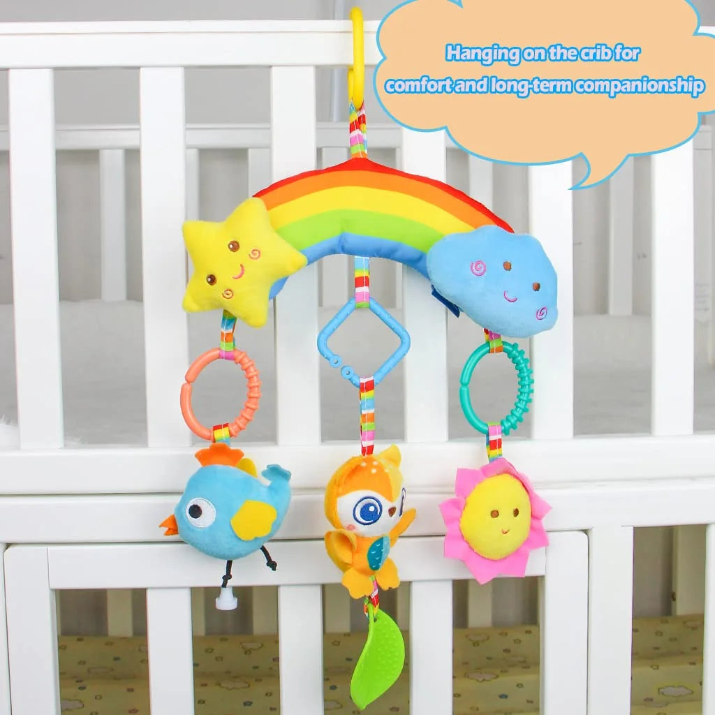 Rainbow Hanging Plush Crib Toys with Teether O97466