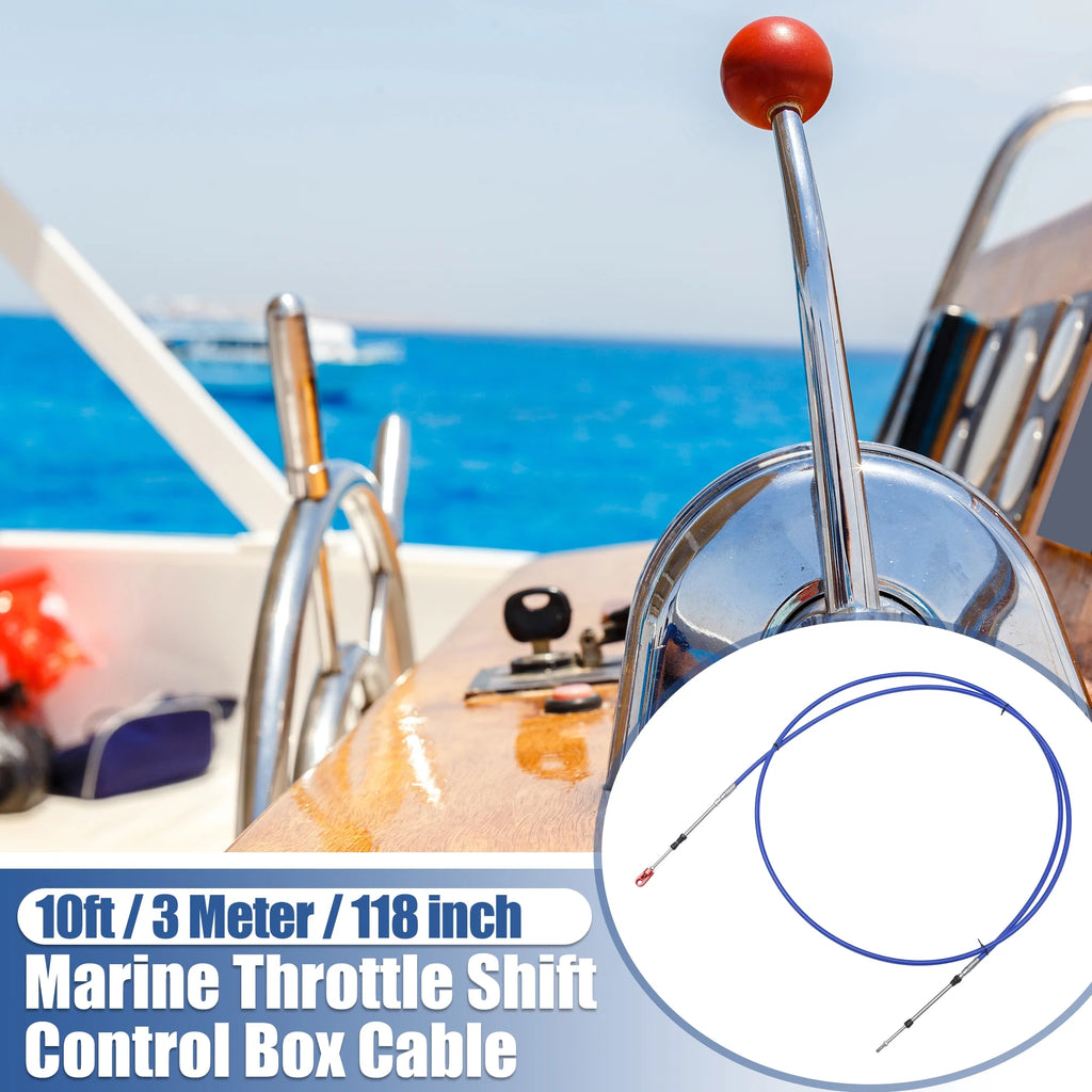 Marine Type Throttle Shift Remote Control Box Cable with Clevis Blue H491969
