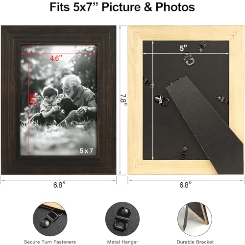 11x14 Wooden Picture Frame with Mat 8x10, Rustic Solid Wood Frame with Real Glass, Set of 2 H7030