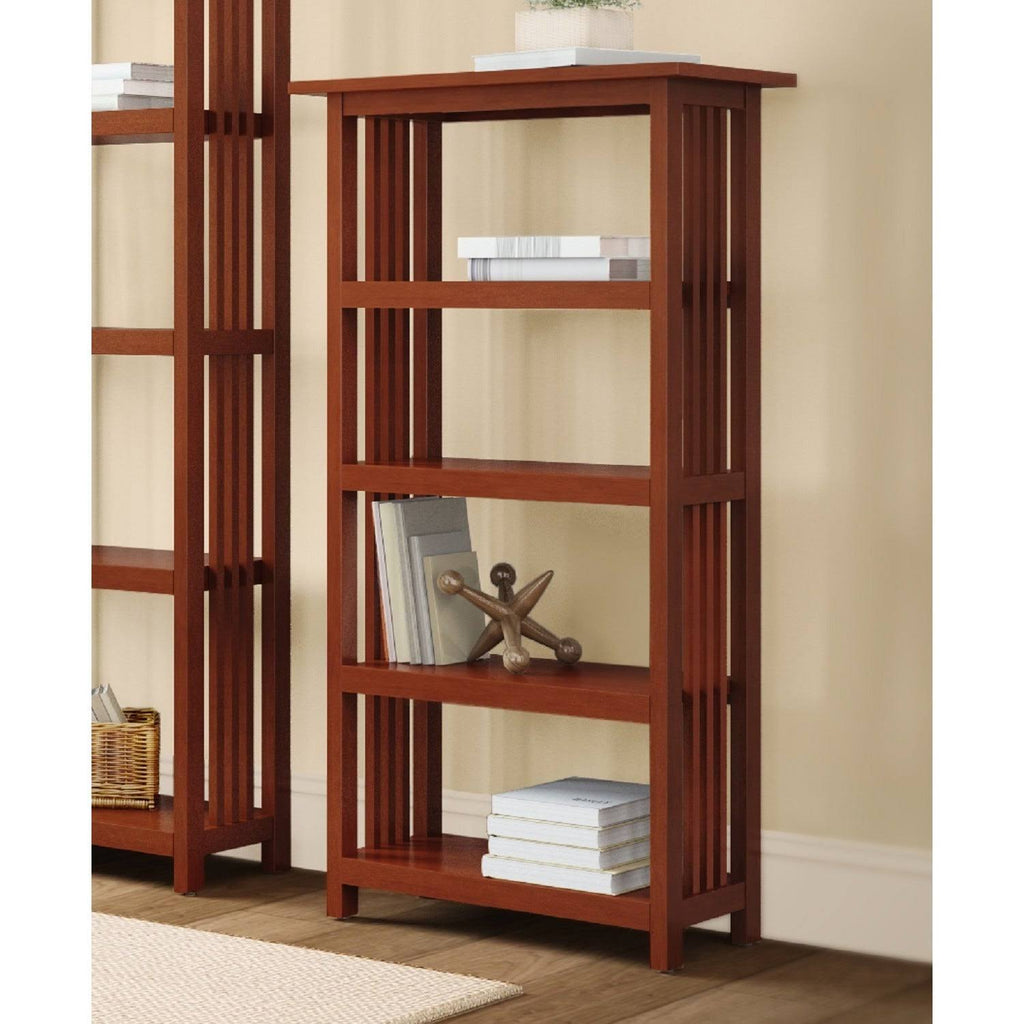 Cherry Wood 48-Inch Bookcase with 4 Shelves S40901