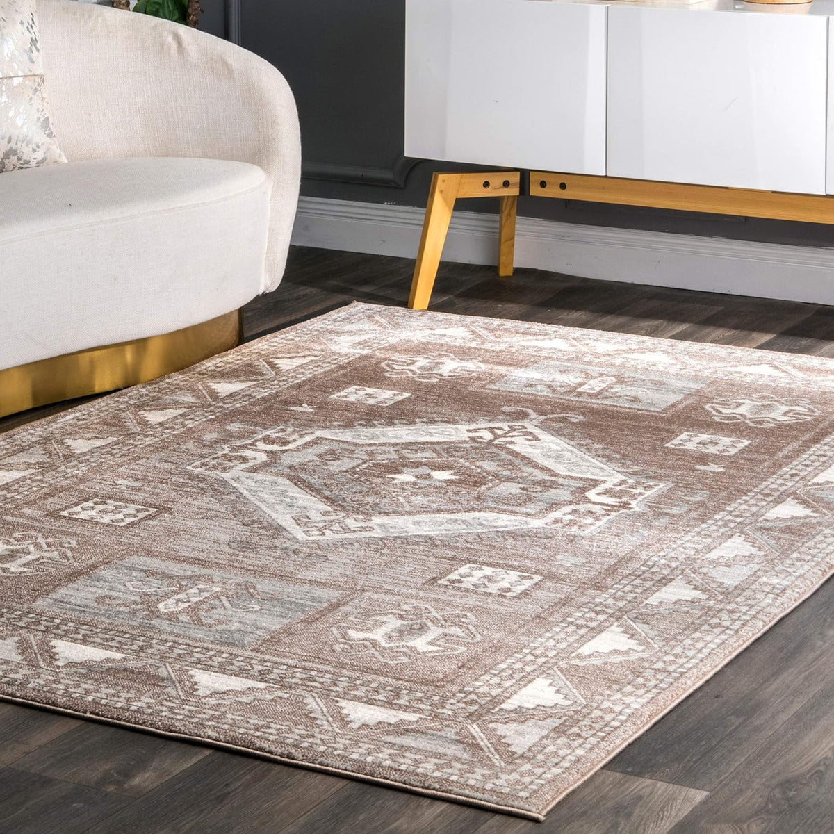 Brown Tribal Area Rug G36517