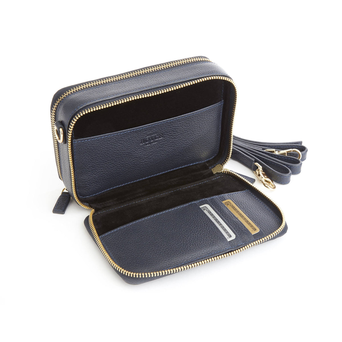 Blue Leather Crossbody Camera Bag K1447