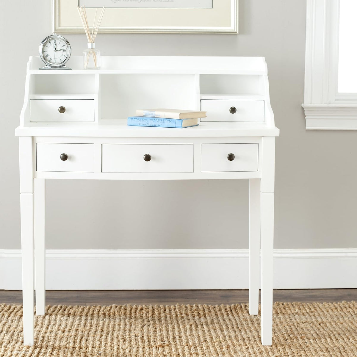 Distressed Black Writing Desk L175