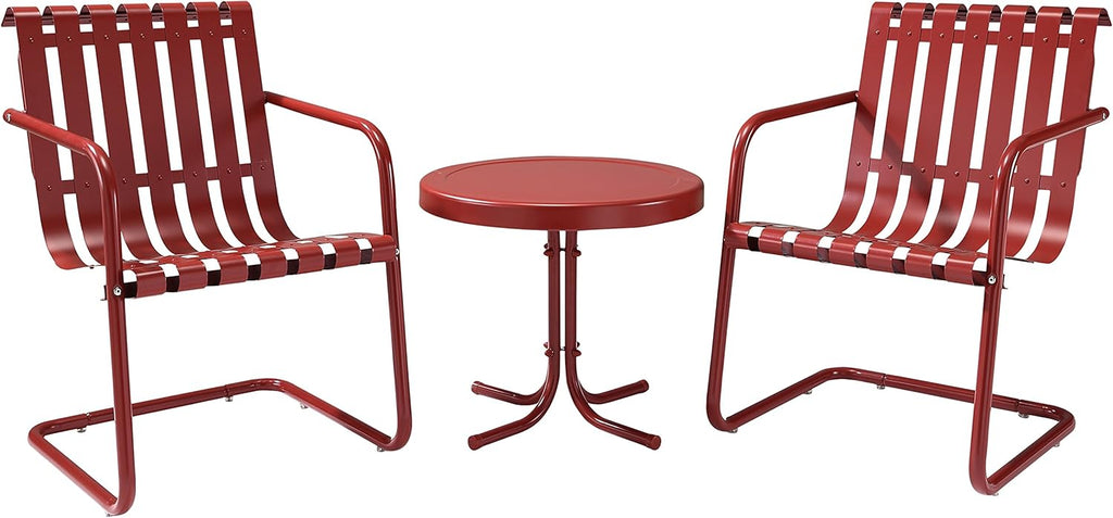 3-Piece Retro Metal Outdoor Conversation Set with Side Table and 2 Chairs X262