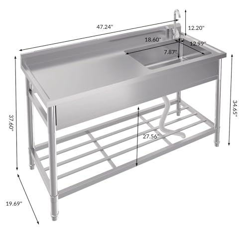 Stainless Steel Free-Standing Utility Sink, Single Bowl, 24x20x41 in R236923