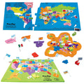 US & World Map Puzzle with Capitals and Flags M510