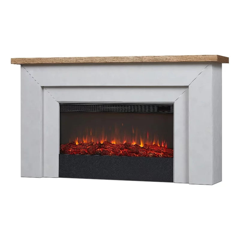 68" Wood Electric Fireplace in Venetian Gray Q270