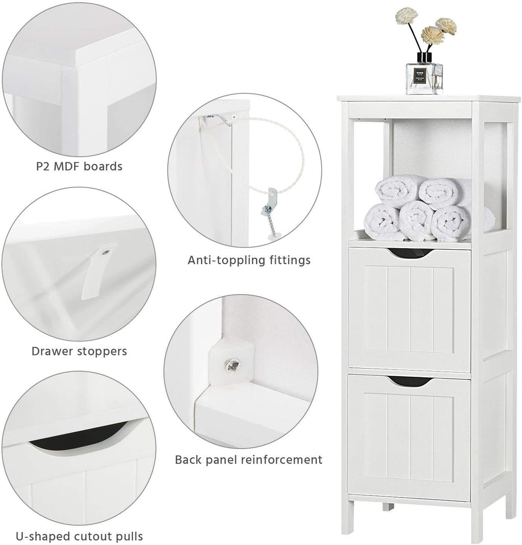 White 2 Drawer Wood Floor Cabinet N90923