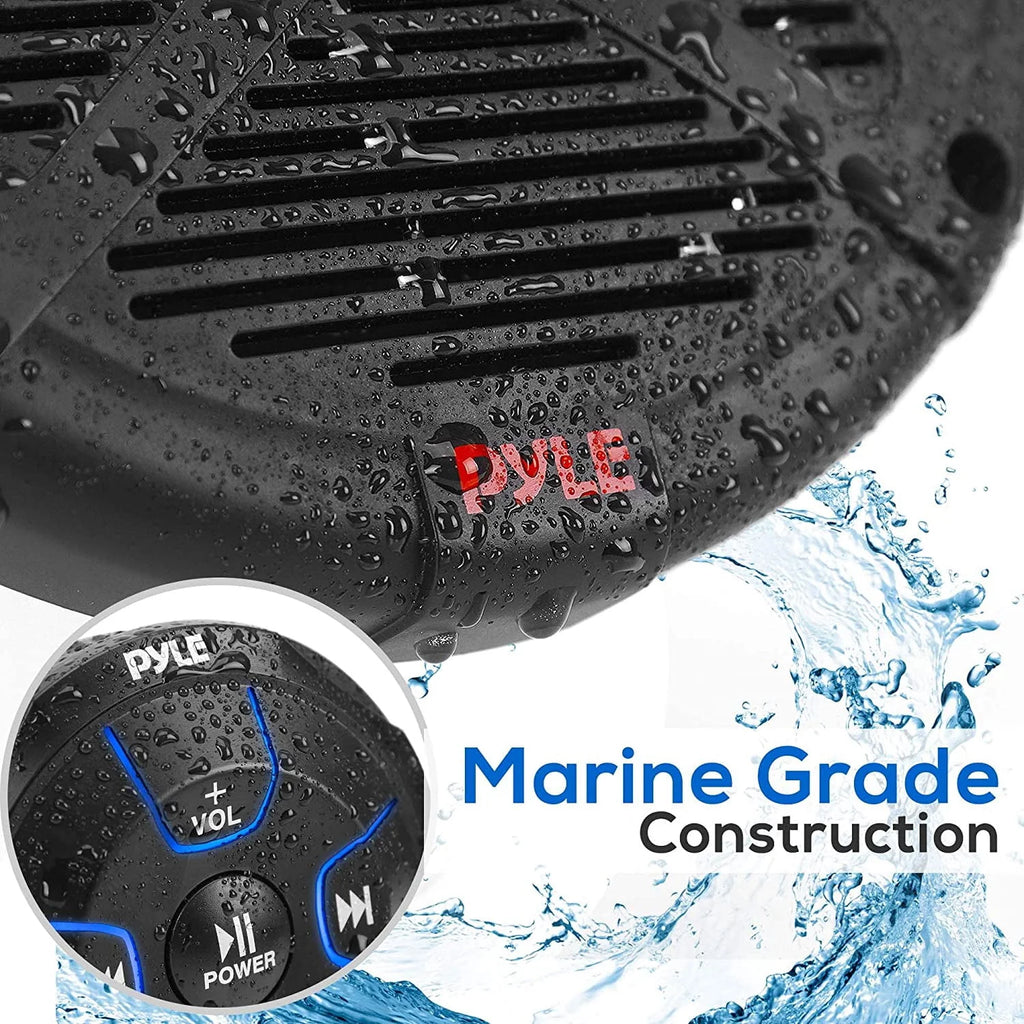 Black 6.5 Marine Speakers with Bluetooth Remote Control 2 Pack D542640