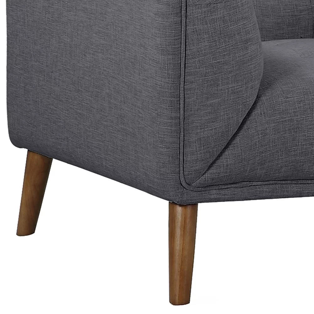 Gray Button-Tufted Linen Fabric Sofa Chair T60730
