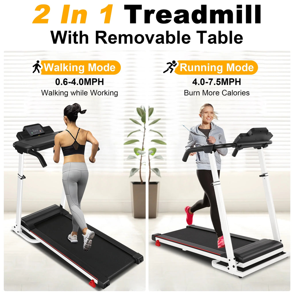 White Folding Treadmill with Incline and 2.5 HP Y598