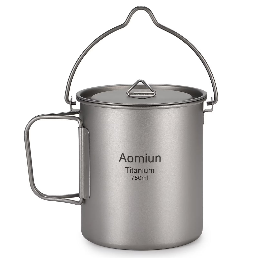 750ml Ultralight Camping Cooking Pot with Lid and Foldable Handle H3467
