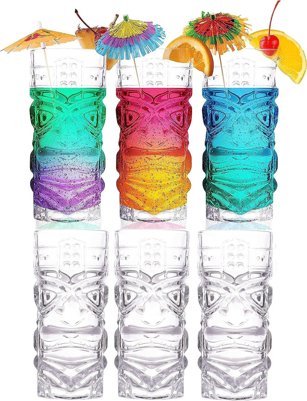 Clear Tiki Glasses, Set of 4, 450 ML O413246