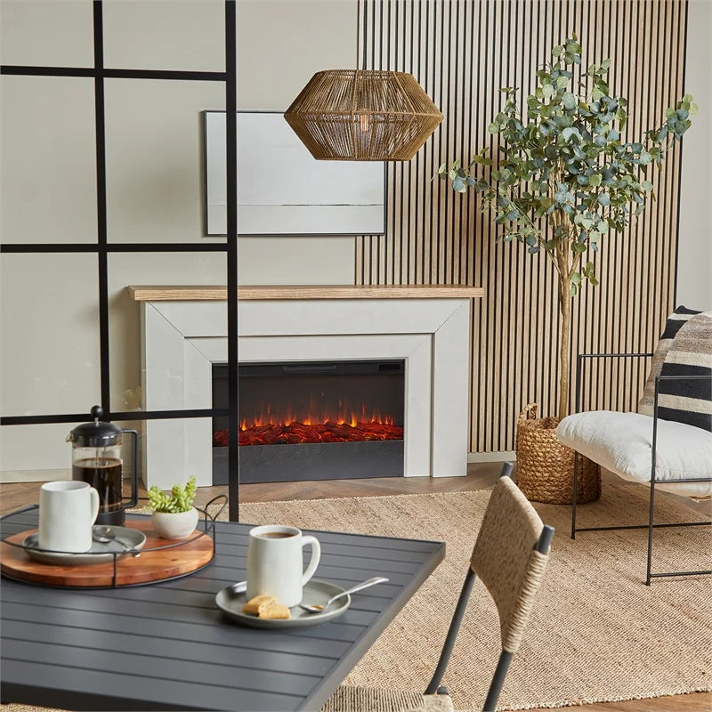 68" Wood Electric Fireplace in Venetian Gray Q270