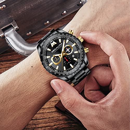 Mens Analog Quartz Chronograph Military Watch 46mm Stainless Steel W48377
