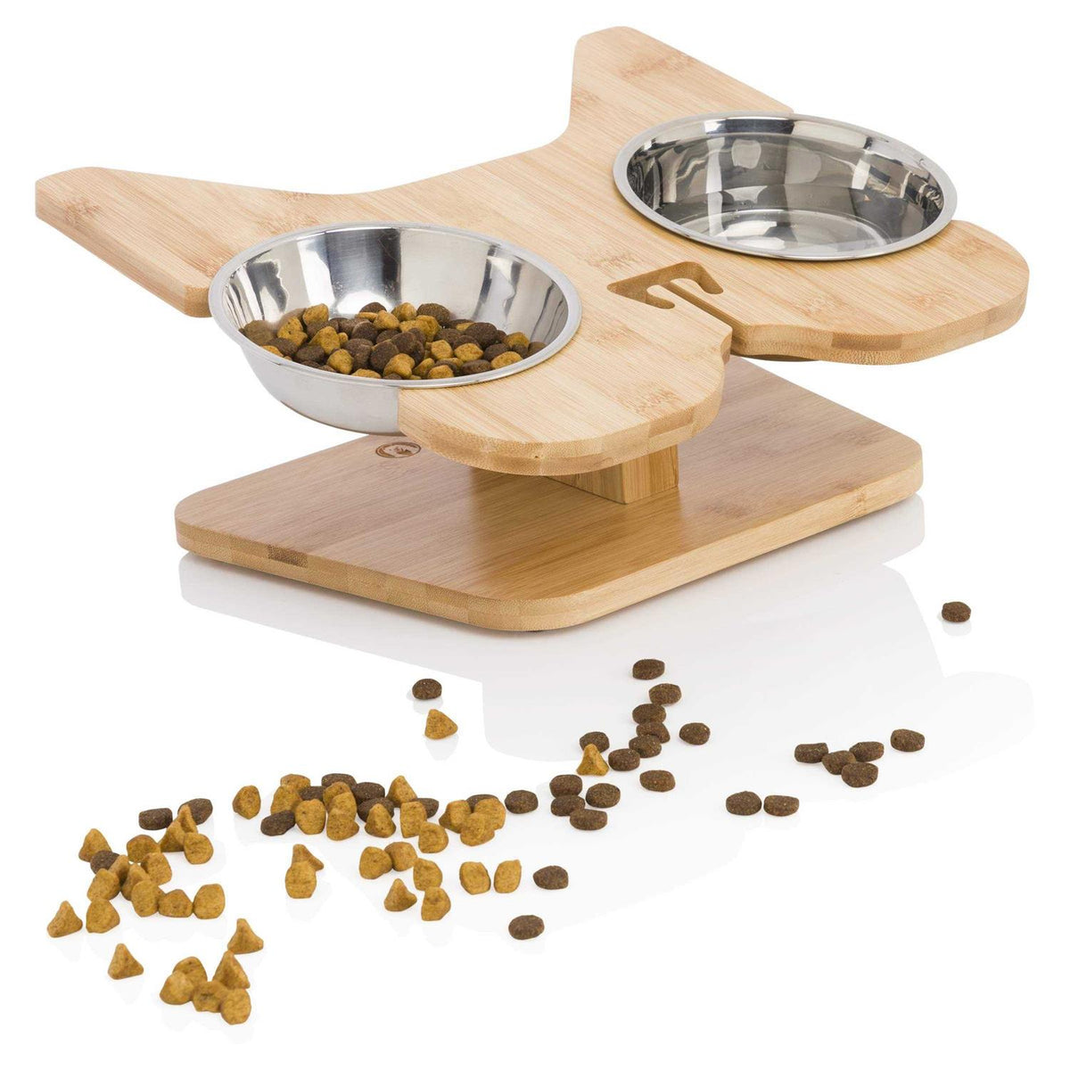 Elevated Dog Bowl Stand with Stainless-Steel Food and Water Bowls G7458