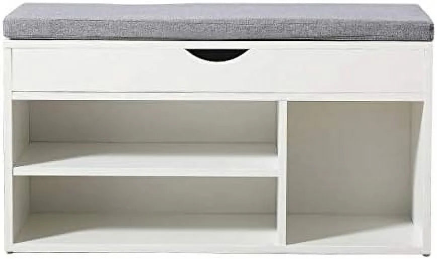 White Shoe Bench with Drawers I27467