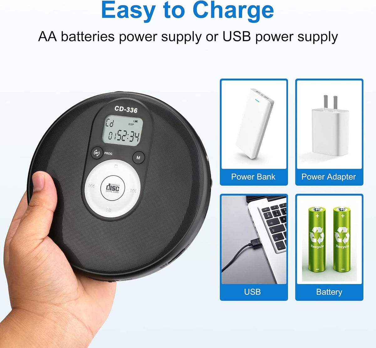 Portable Bluetooth CD Player with Anti-Skip Protection Q25332