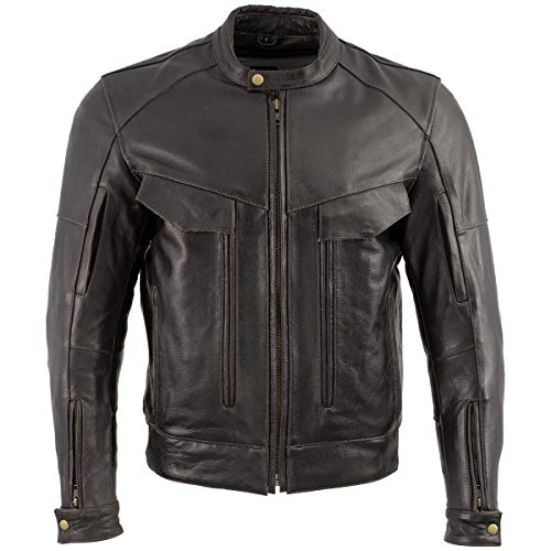 Retro Distressed Brown Leather Jacket I8491