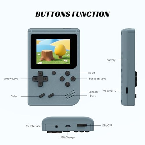Gray Retro Handheld Games Console with 400 Video Games and 3.0 Inch IPS Screen E834