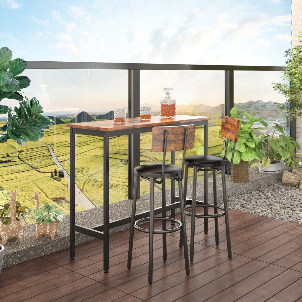 Rustic Brown 3 Pieces Bar Table Set with 2 Stools G16704