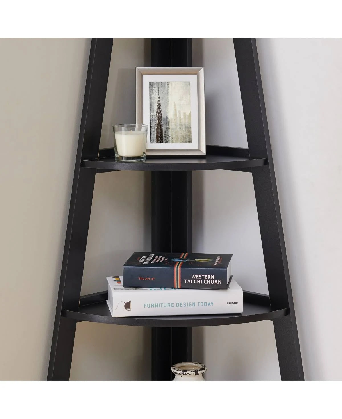 Black 5-Tier Corner Ladder Display Shelves Z190625