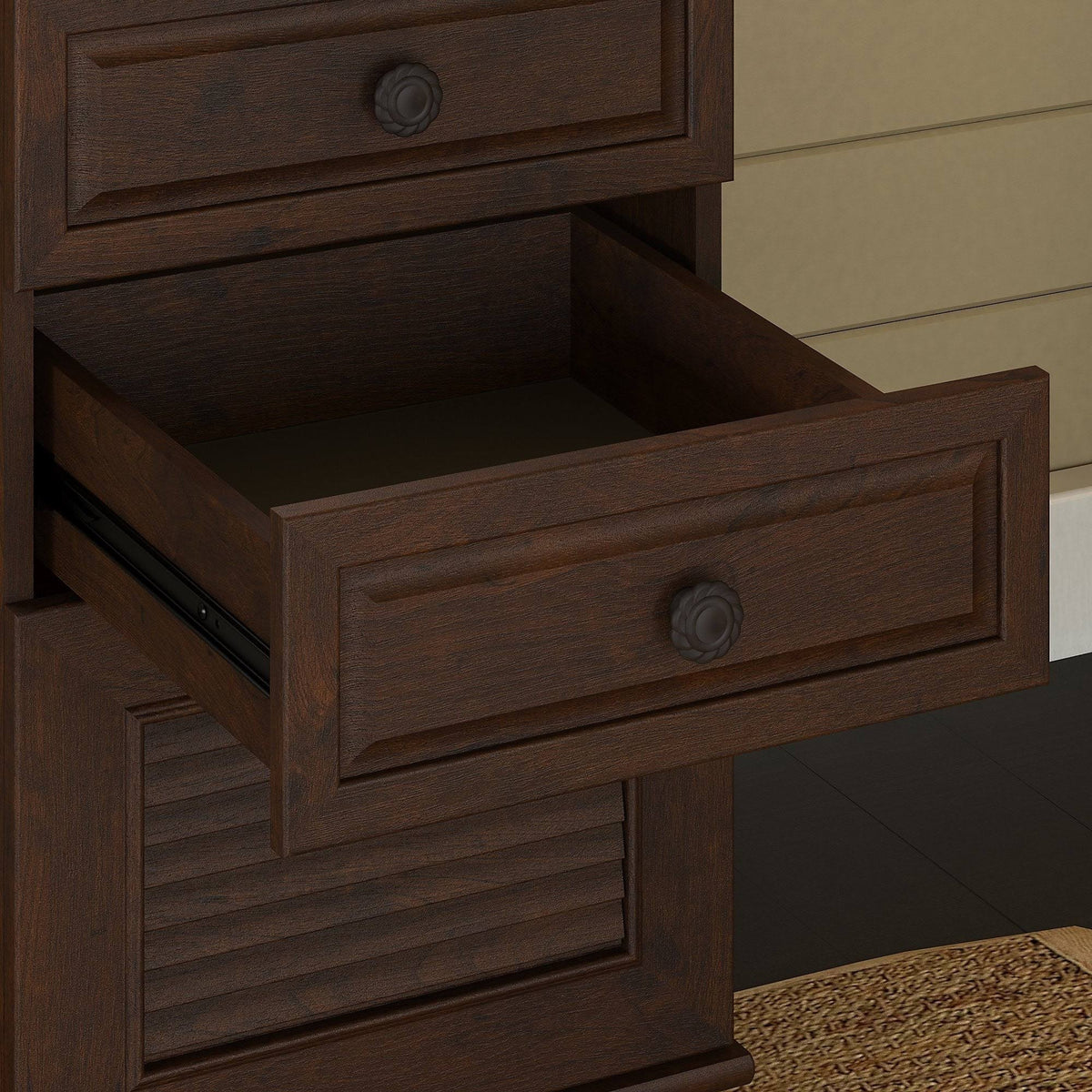 51x22 Desk with File Cabinet, Coastal Cherry C52743