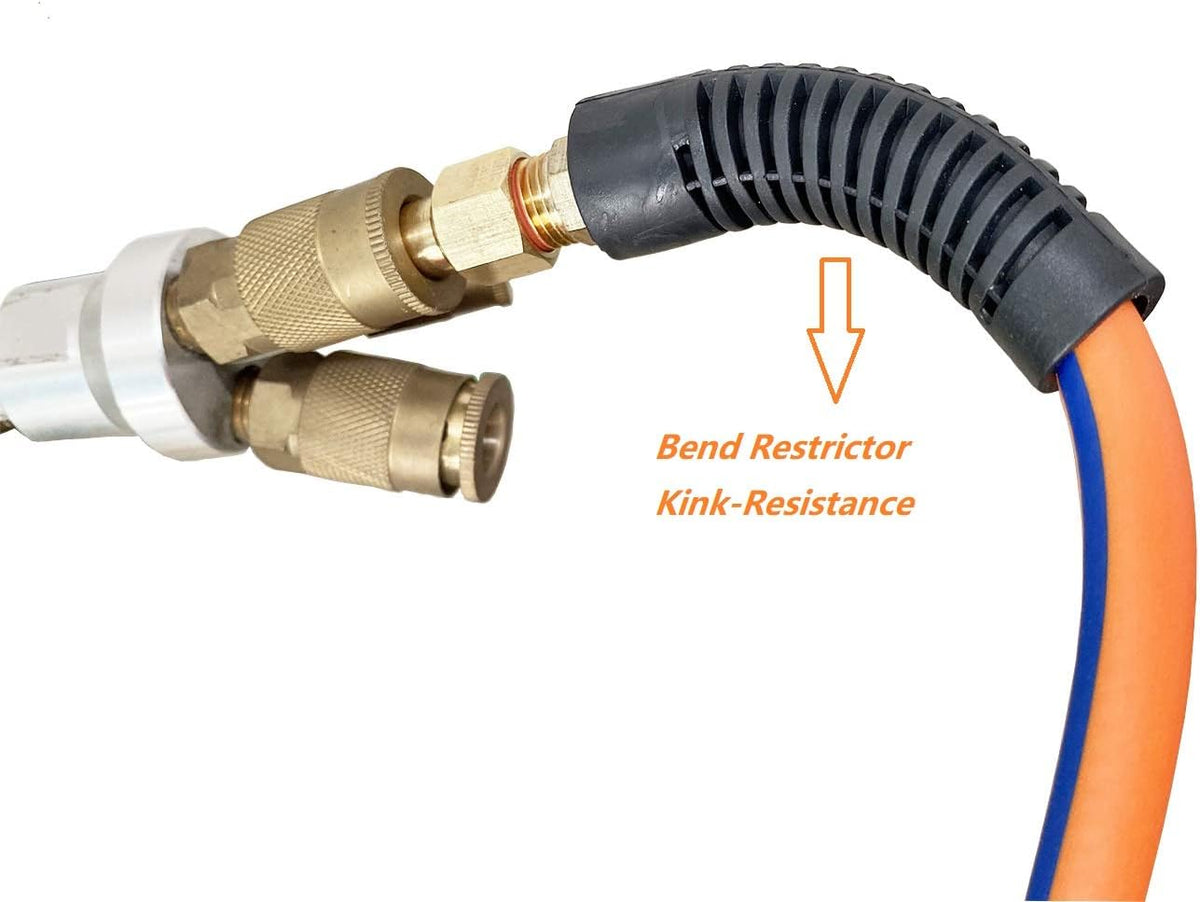 Orange 3/8”ID x 100ft 300PSI Air Compressor Hose with 1/4” Brass Coupler, Pack of 2 M399862