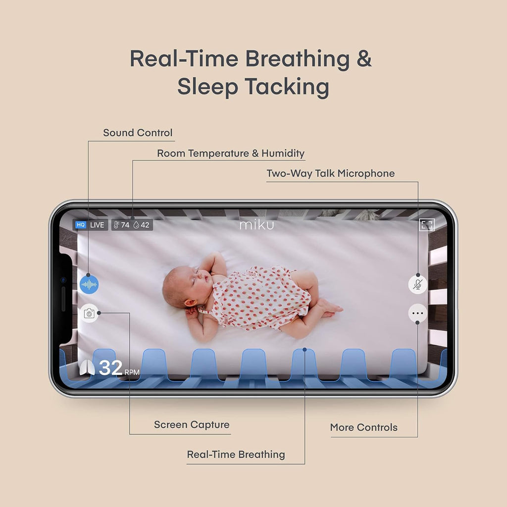 Contact-Free Breathing & Sleep Tracking Monitor with HD Video, Night Vision, Two-Way Talk Z961935