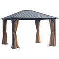10x12 Hardtop Metal Canopy Gazebo with Netting Y436
