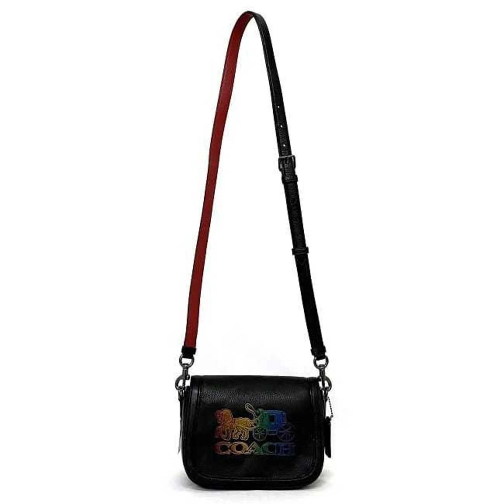 Black Leather Shoulder Bag H915