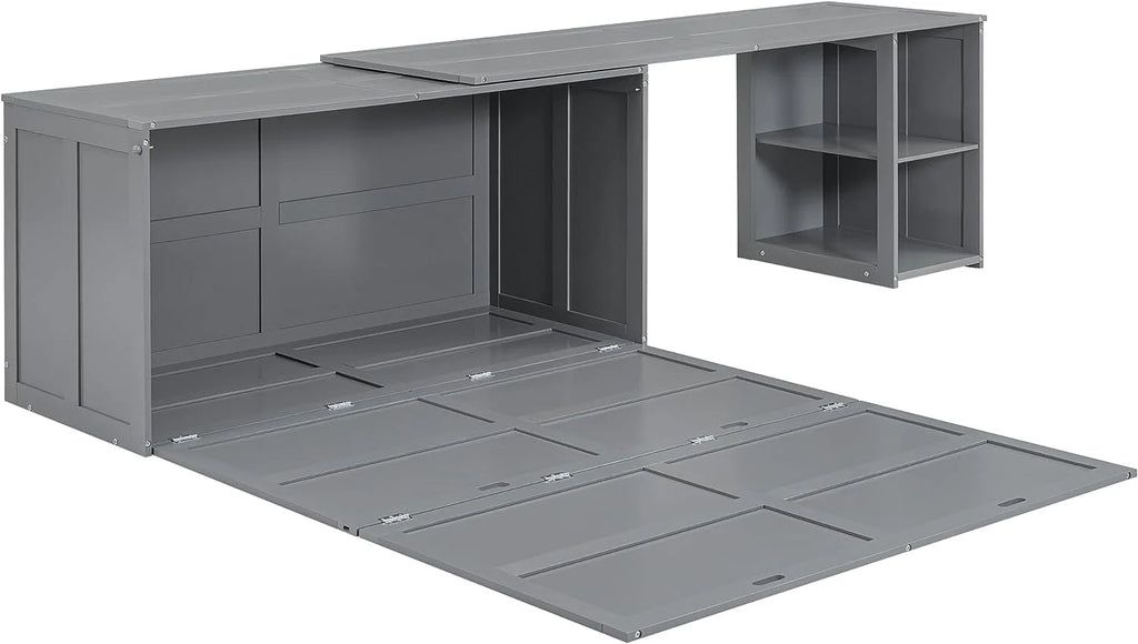 Queen Size Solid Wood Murphy Bed with Desk I54125