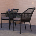 2 Piece Black All-Weather Woven Patio Chairs with Gray Cushions D271690