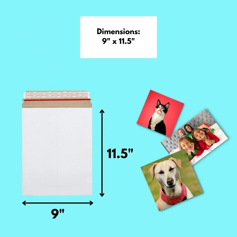 100 Pack White Cardboard Rigid Mailers 9" x 11.5" V66418