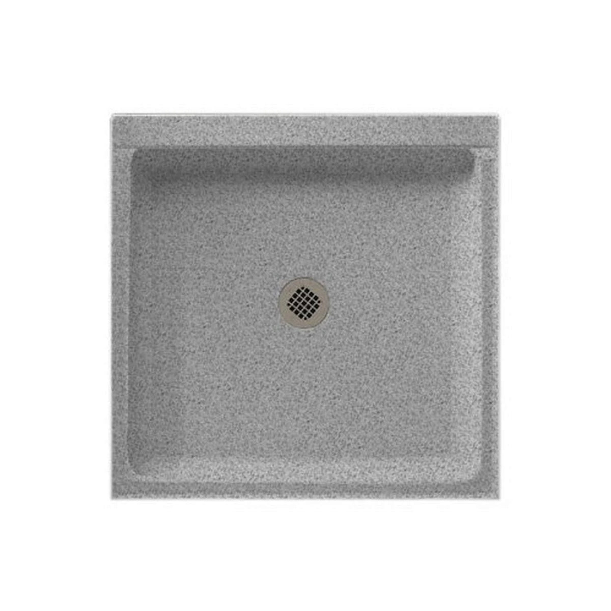 Solid Surface Center Drain Shower Base, Gray Granite X95956
