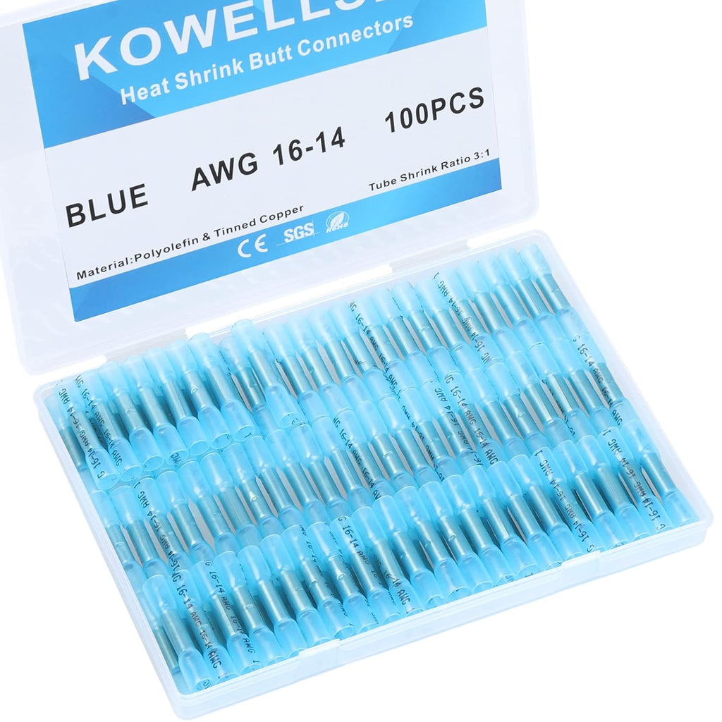 500PCS Butt Connectors Heat Shrink, 22-16 AWG Waterproof Tinned Copper Insulated Crimp Terminals B619