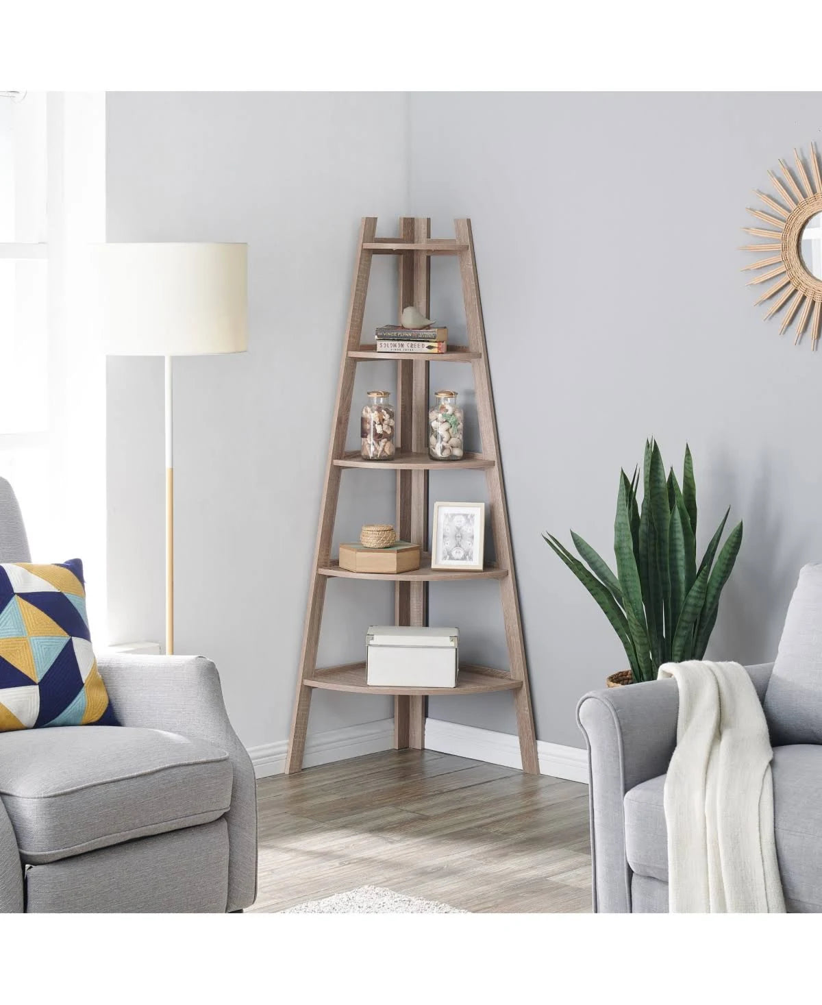 Black 5-Tier Corner Ladder Display Shelves Z190625